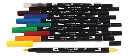 Paquete De 10 Marcadores Tombow 56167 Doble Punta De Pincel