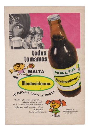 1968 Publicidad Malta Montevideana De La Fnc Uruguay Vintage
