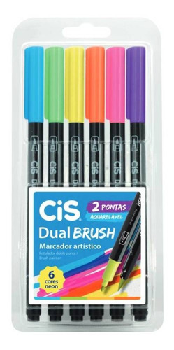 Cis Marcador Dual Brush Neon Estojo C/6
