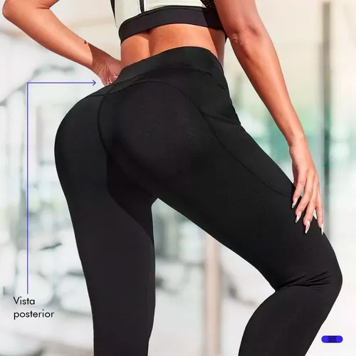 Pack 2 Leggins Deportivos Mujer Lycra Mallon Gym Con Bolsas