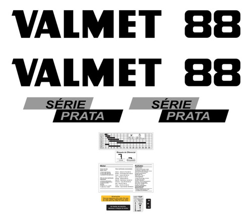 Kit Decalque Faixa Adesiva Trator Valtra Valmet 88 Etiqueta