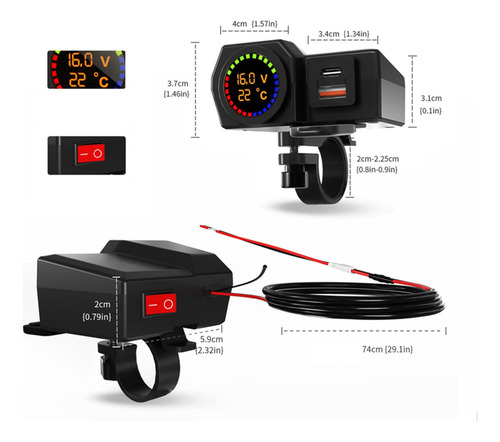 Cargador Usb Modificado Para Motocicleta Qc 3.0 Puerto Usb .