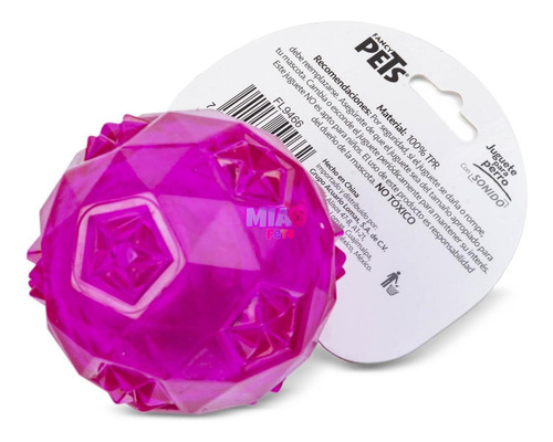 Imagen 2 de 4 de Juguete Pelota Flexible C/sonido Rosa Grande Perros Mascotas