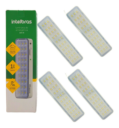 Kit 4 Luminaria De Emergencia Lampada Led Intelbras Bivolt