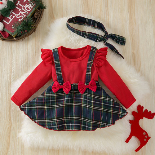 Conjunto De Vestido Navideño For Niña De 0 A 24 Meses