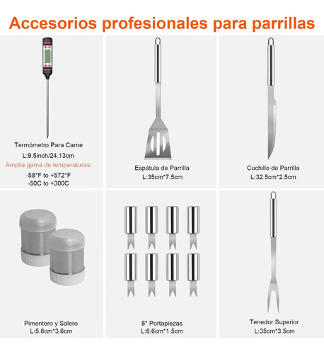 25pcs Utensilios Para Barbacoa Acero Inoxidable De Bbq