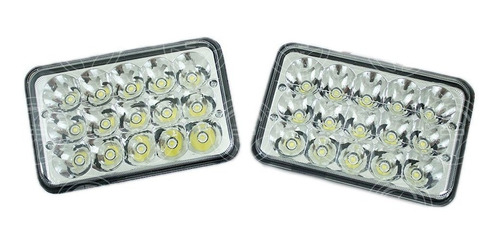 2 Faros Unidad Cuadrada Rectangular 15 Leds 4x6 Alta/baja 2