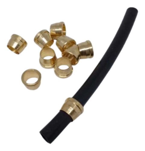 Kit Insert + Anilha Para Tubo Nylon Ou Pu 6mm C/ 10 Unidades Cor Dourado