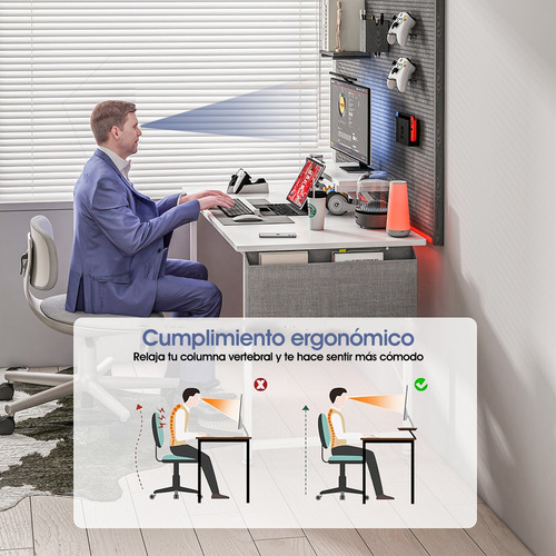 Escritorio Oficina Madera Moderno Minimalista Con Soporte Pc Marrón Claro