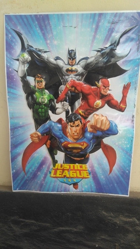 Cartel Litografiado En Relieve Batman, Súperman Y Otros