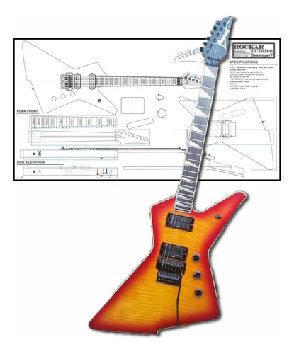 Plano Para Luthier Ibanez Destroyer 7 Cuerdas (escala Real)