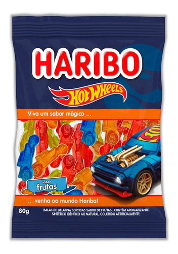 Imagem 2 de 2 de Bala De Gelatina Hot Wheels Frutas Haribo Mattel 80g