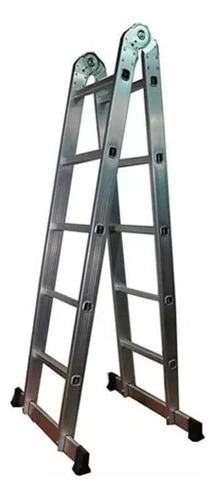 Escalera De Aluminio Articulada 4 Metros Lh-1674 Color Plateado