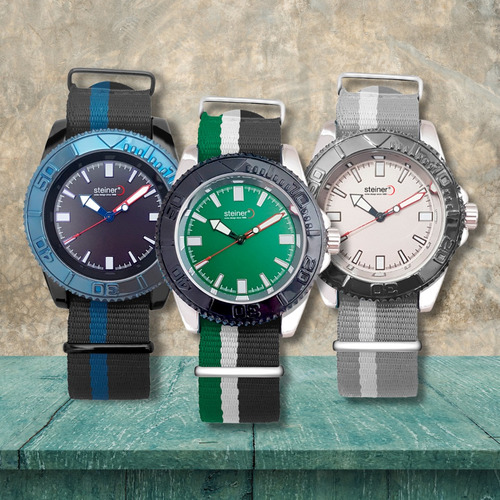 Reloj Steiner Análogo Extensible Multicolor Nylon Jr. 3atm Fondo Gris