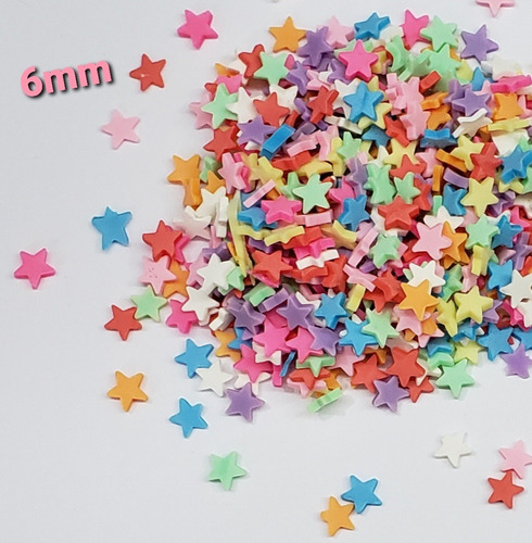 Aplique Confete Estrela 6mm Colorido-50grama 