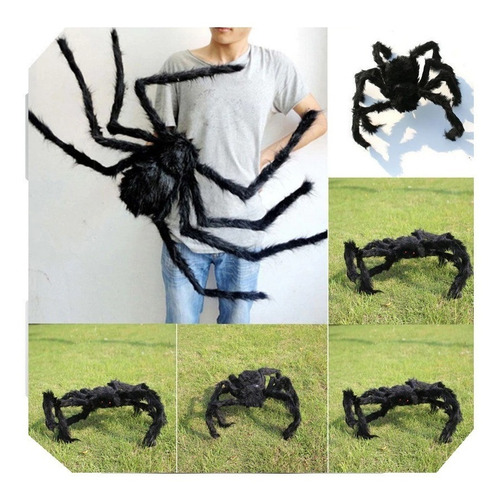 Araña Decorativa Terror Halloween 75cm Peluche 