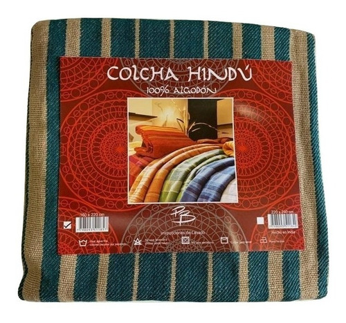 Imagen 1 de 3 de Manta Rustica Hindu Algodon 100% 220x240, 2 1/2 Plaza