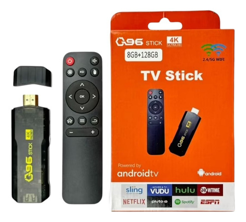 Tv Box Stick Q96 Android Tv 4k Ultra Hd 8gb+128gb Color Negr