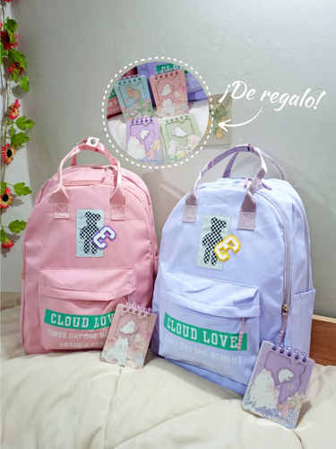 Mochila Kawaii Coreana Escolar Pastel Importada + Regalo 