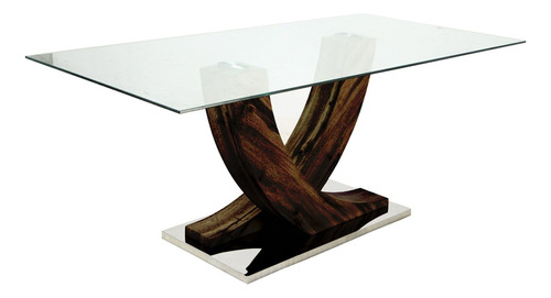 Mesa De Comedor Moderna Vidrio Madera - Duna 160 Wengue