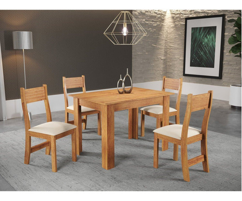 Conjunto Sala De Jantar Mesa Jude Com 4 Cadeiras Brisa Wt