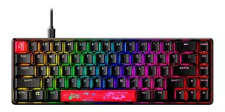 Teclado gamer HyperX Alloy Origins 65 QWERTY HyperX Linear Red inglés US color negro con luz RGB