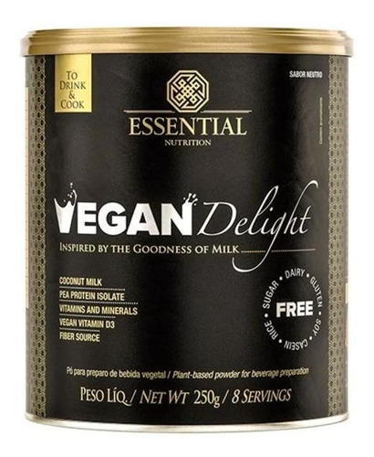 Kit 2 Vegan Delight Leite De Coco Essential Nutrition 250g