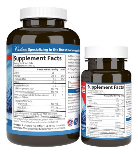 Carlson Labs Mct Y Omega 3 120+30 Softgels Sabor Sin Sabor