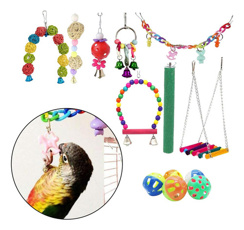 A 13x Kits De Juguetes For Loros Grandes, Columpio Para