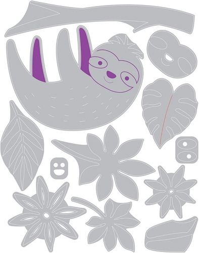 Scrapbook Suaje Corte Papel Oso Perezoso Rama Kit 12 Pzas Color Plateado