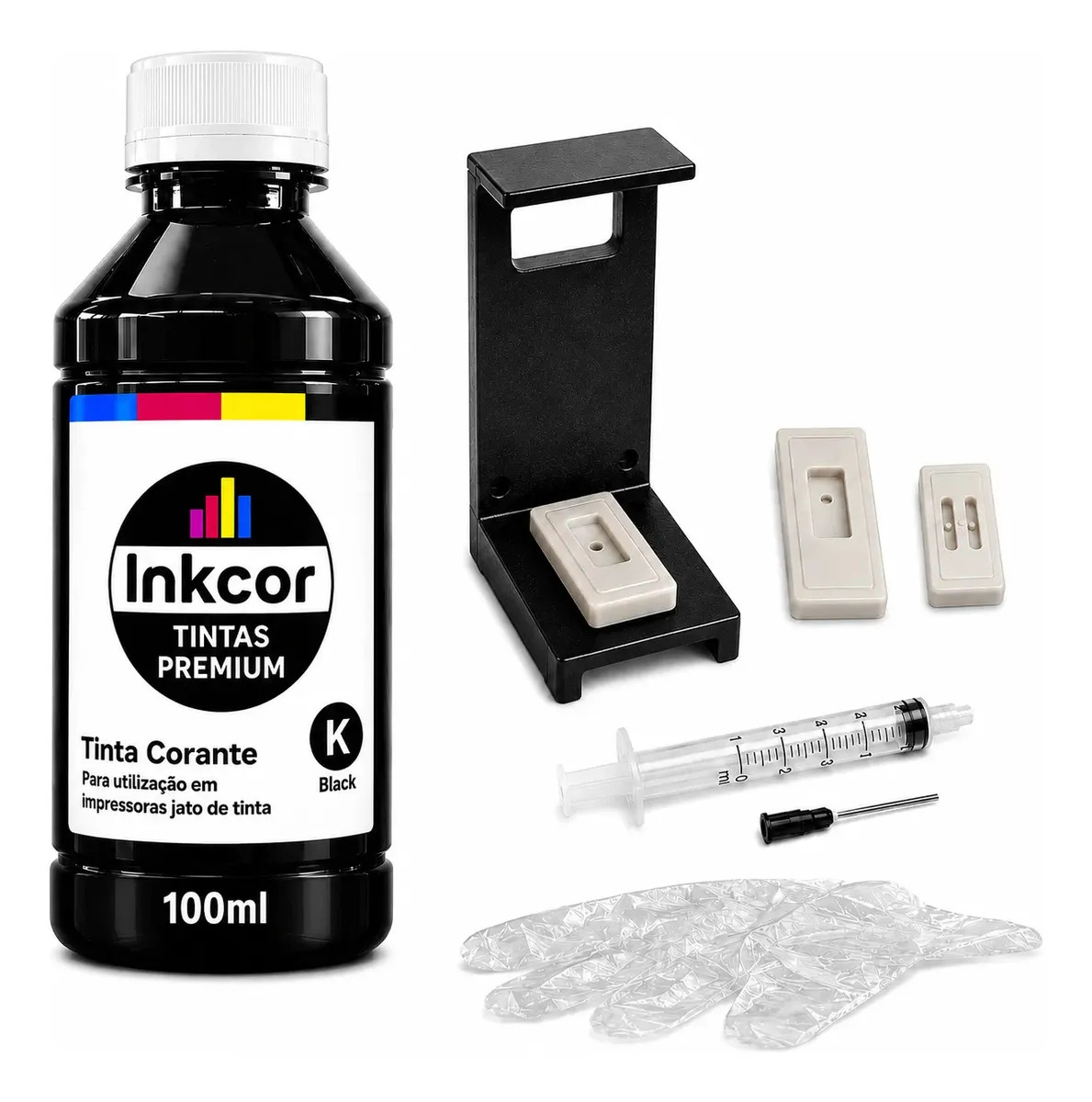 Kit Tinta Recarga Compatível Cartucho Hp 668 667 664 662 Impressora Jato De Tinta Inkjet Ink Advantage 2975 - 2874 2774 2700 2800 Tintas Corante Inkcor Com Snap Fill