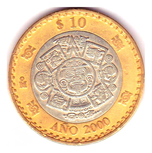 1 Moneda De 10 Pesos Año 2000 Cambio De Milenio Circulada 