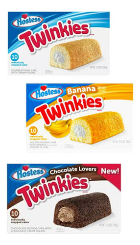 3 Pack Hostess Twinkies 3 Sabores Caja Con 10 C/u