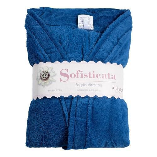 Roupão Microfibra Kimono Sofisticata Azul Veleiro P