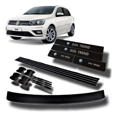 Cubre Zocalos Baul Uñeros  Puertas Vw Gol Trend Carbono