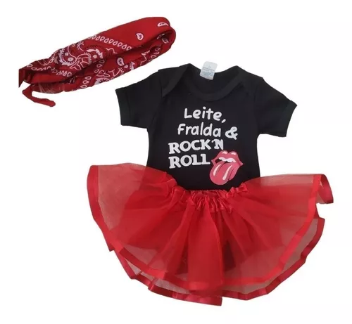 Fantasia roqueiro, rock'n roll bebe, roupa Rock luxo