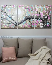 Comprar Cuadros Texturados Pintados A Mano Nordicos Tripticos Rosa 