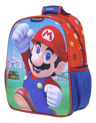 Mochila Kinder Chenson Mario Bros Escolar Mb65713 Color Azul Diseño de la tela DISEÑO