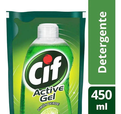 Cif Active Gel Detergente Limon X 450 Ml Repuesto Economico 