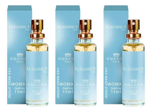 Perfume Elegance Blue 3 De 15 Ml C/ Envio Gratis ! Amakha 