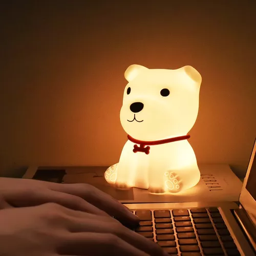 Lampara Perro Led Luz De Noche Color Recargable Usb Color de la estructura  Blanco