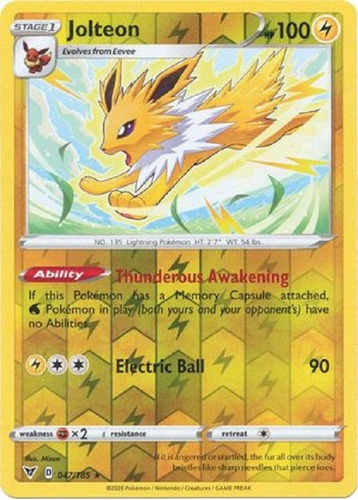 Jolteon 047/185 Reverse Holo Raro Pokemon Tcg