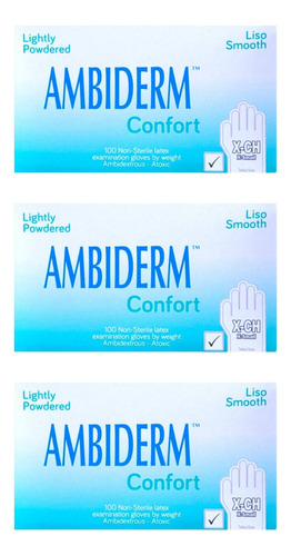 Pack 3 Cajas De Guantes Ambiderm Confort Natural Talla: X-ch