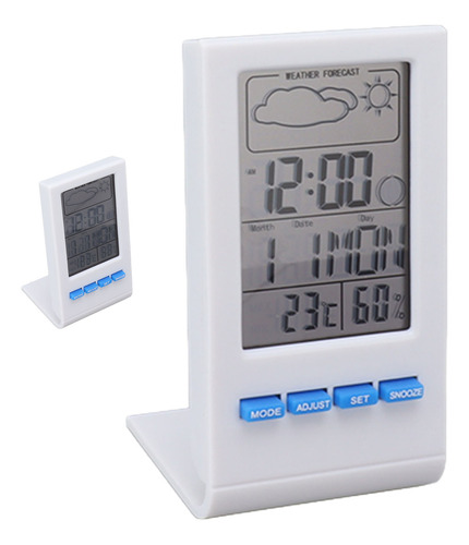 Higrómetro Digital Blanco Blanco Con Pantalla Lcd, Termómetr
