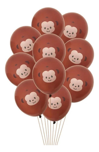 10 Unidades Globos Látex Caras-caritas Mono Monito Animal