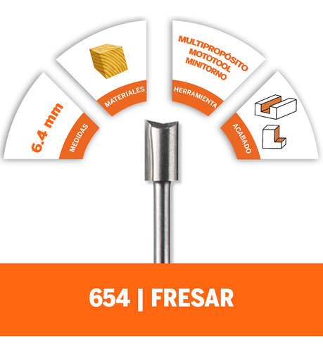 Fresa Recta 6,4 Mm Dremel 654