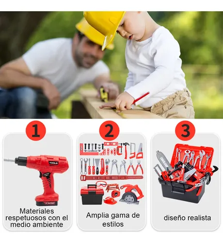 Caja De Herramientas De Juguete Con Taladro Eléctrico Y Bolsa – Juego De Rol Educativo Para Niños De 3 A 8 Años