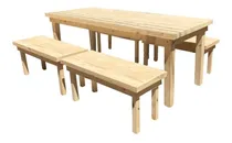 Comprar Mesa 2 Mts + 4 Bancos Pino Patas 3x3 Quincho Tablon Macizo