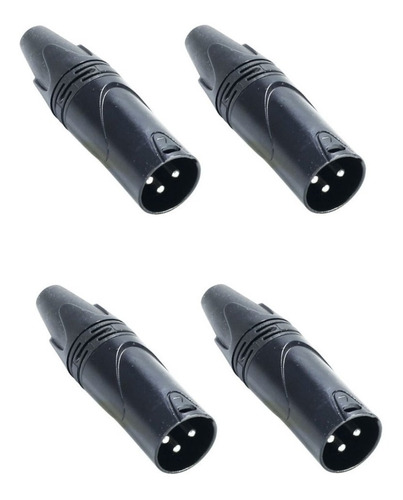 4 Conector Cannon Xlr Macho Preto Dlk Qualidade Datalink