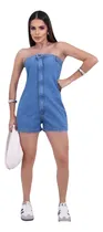 Comprar Macaquinho Feminino Jeans Tomara Que Caia Com Elástico Novo